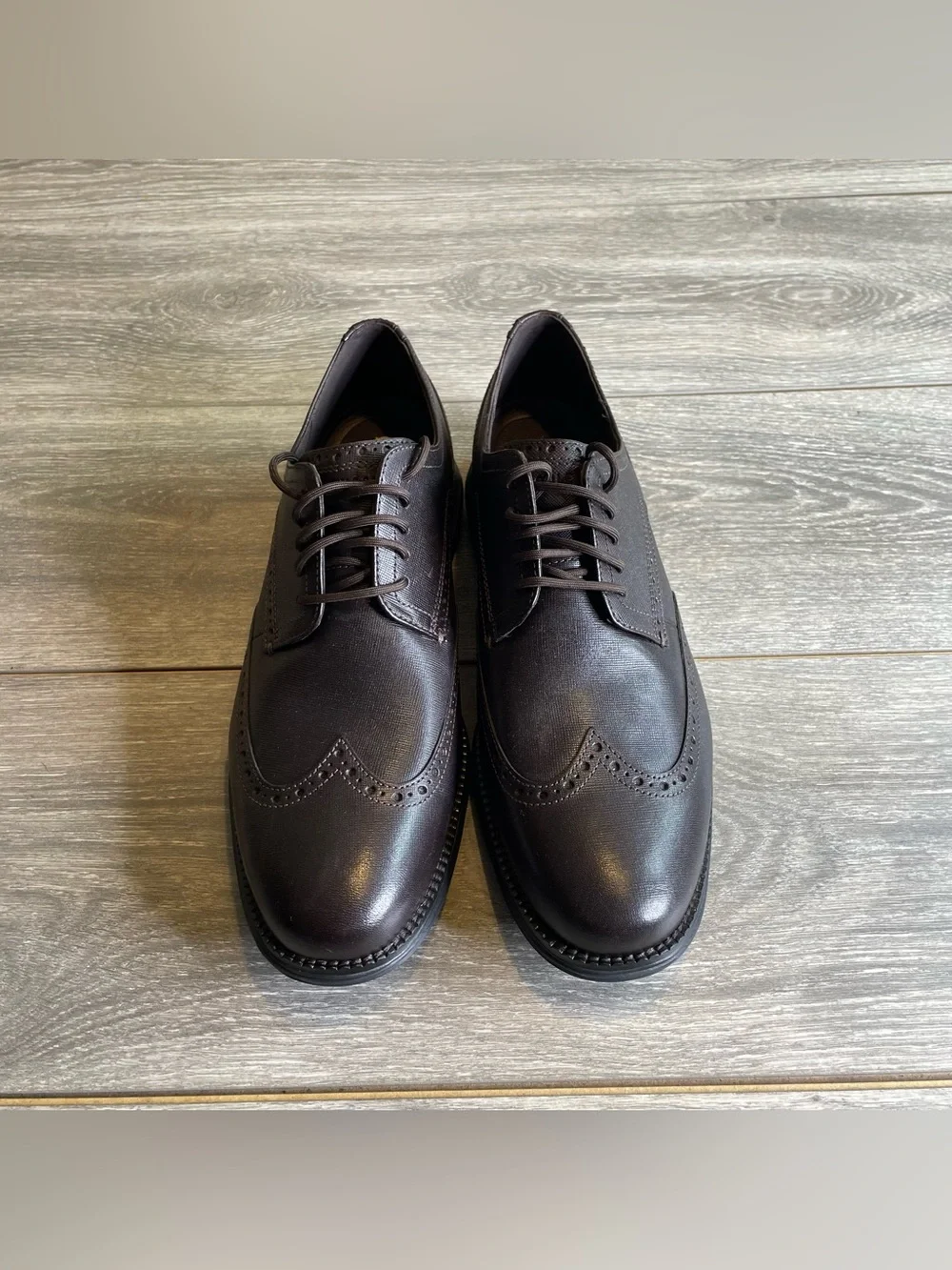 Cole Haan OriginalGrand Wingtip Dark Brown Textured Oxford Shoes Men's Sz 10.5M